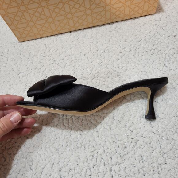 NEW Jewel Badgley Mischka Kora Kitten Heel Mules w Large Bow Black SIZE 6.5 - Picture 3 of 7
